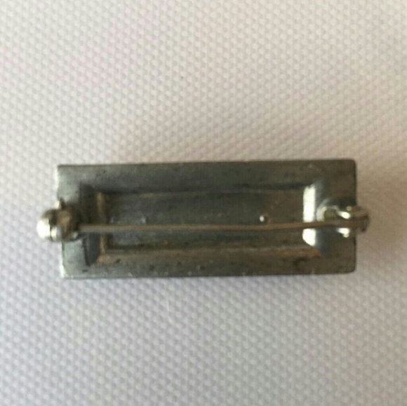 Vintage Pewter Tone Bar Rhinestone Brooch - Picture 3 of 3